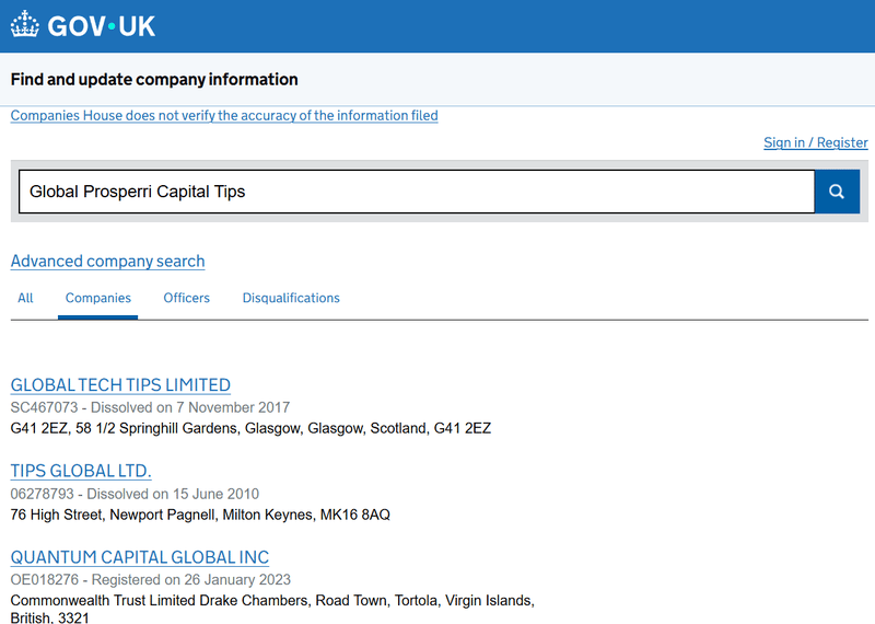 ผลการค้นหา Companies House
