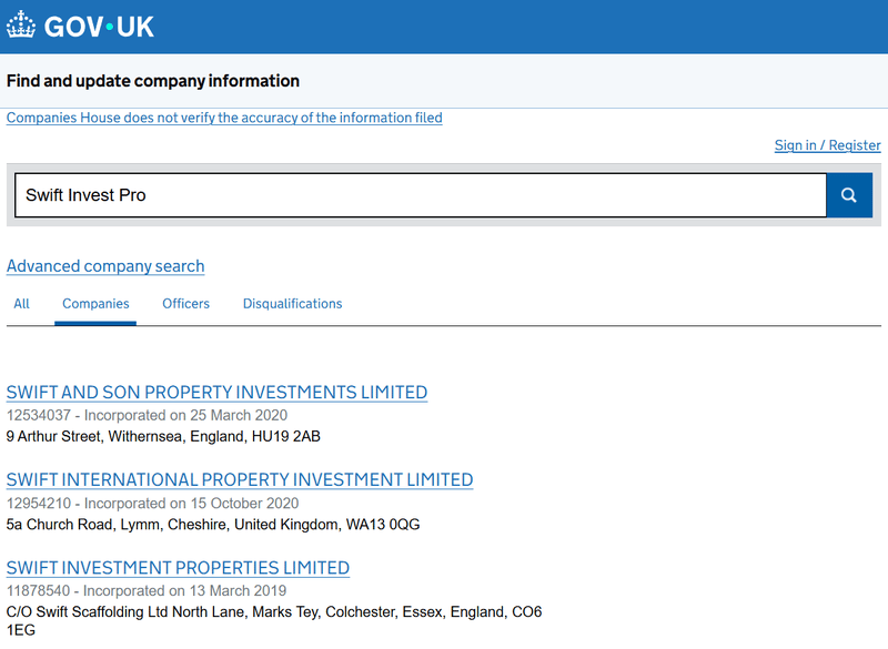 ผลลัพธ์การค้นหาจาก Companies House