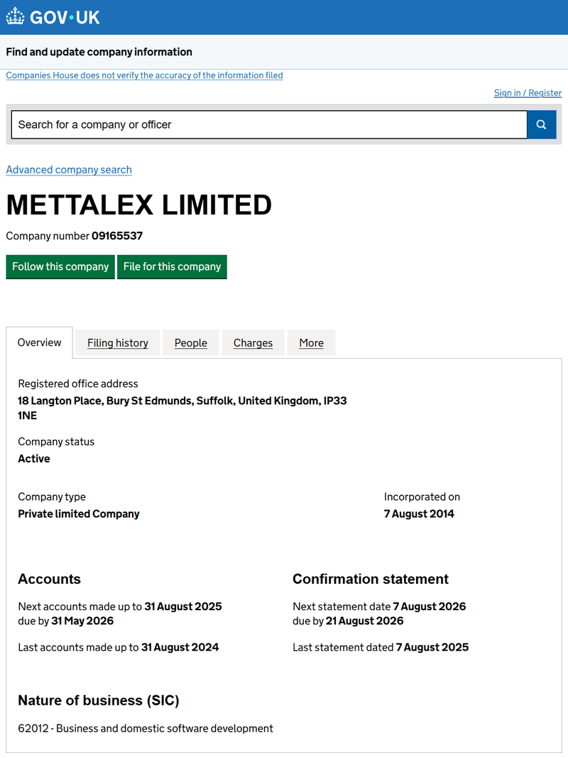 Companies House Query Result