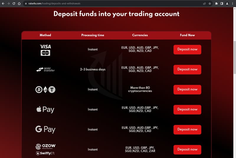 公式サイトの入出金情報
