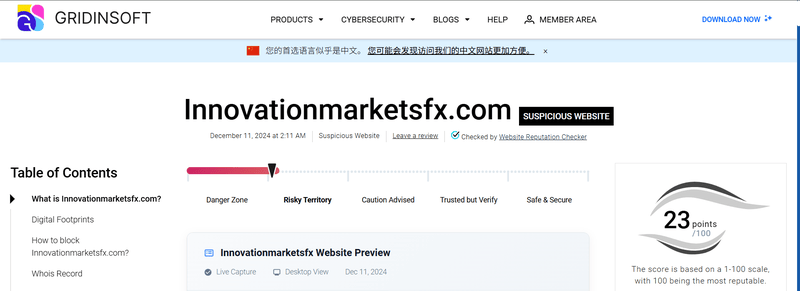 Gridinsoft High-Risk Platform Warning