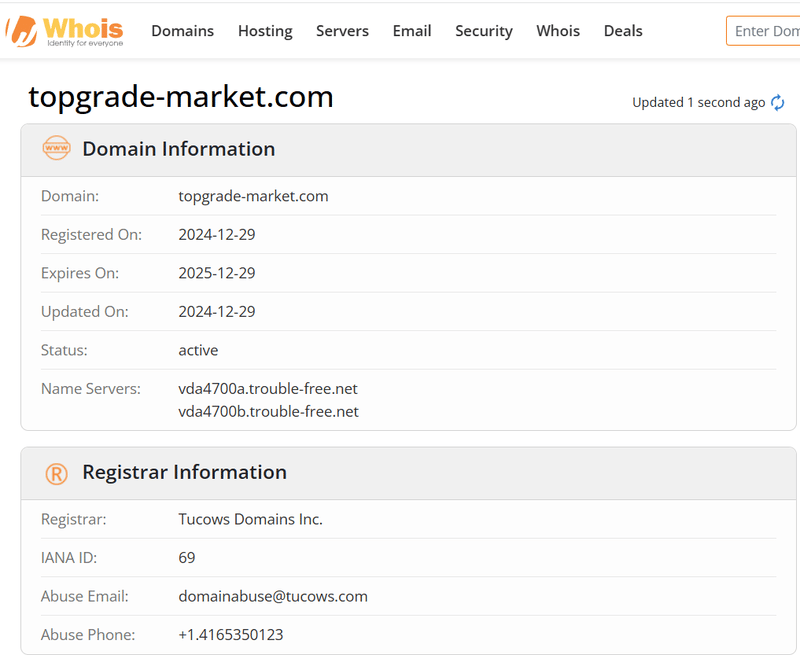 Resultado de la consulta Whois