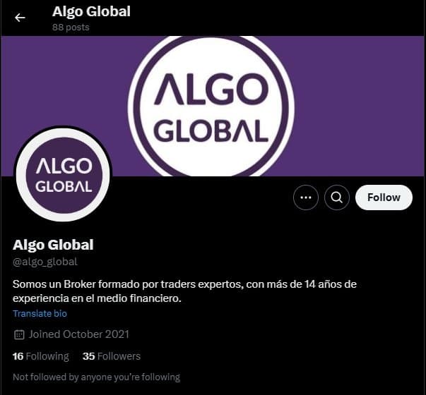 Algo Global's Twitter Account