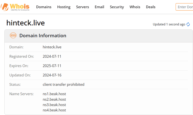 Whois 조회 결과