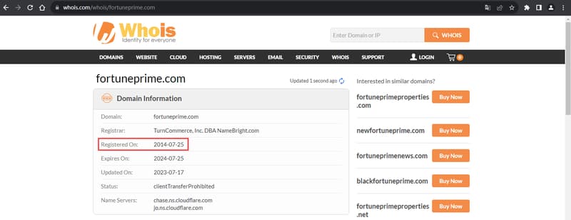 Official Website Domain Registration Information Whois Query