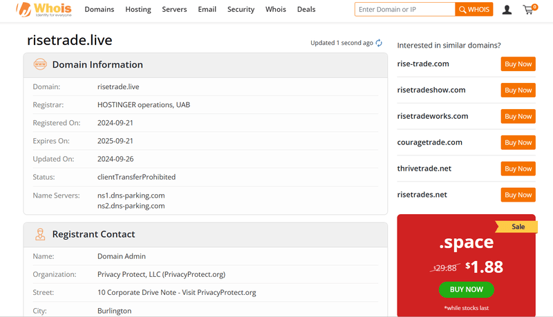 risetrade.live whois