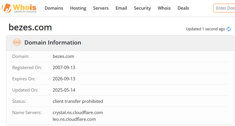 Результаты запроса Whois