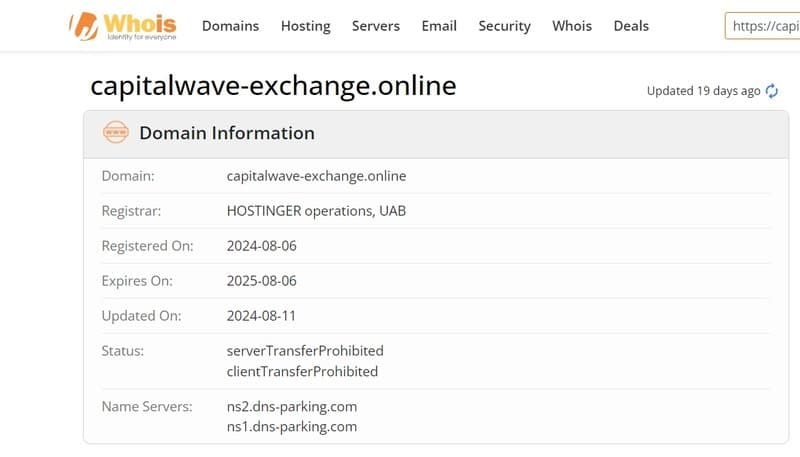 whois domain time of Capitalwaveexchange