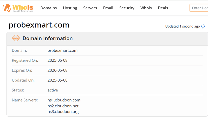 Resultado de la consulta Whois