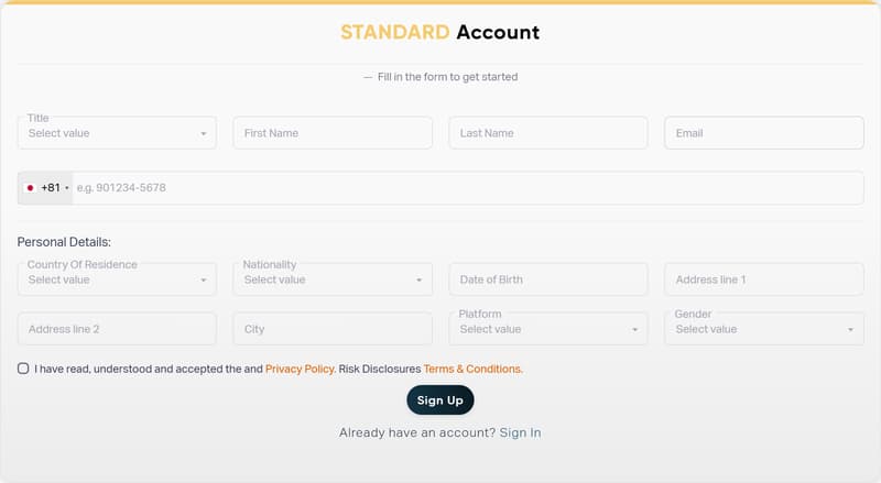 registration form