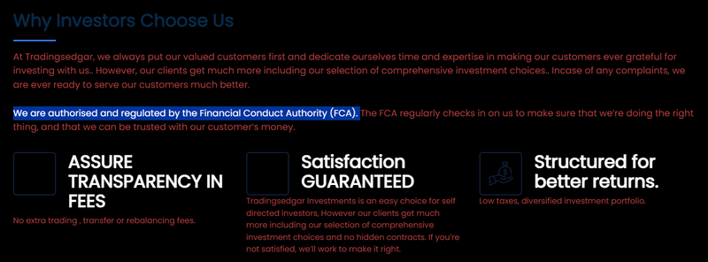 Regulación financiera afirmada por el sitio web