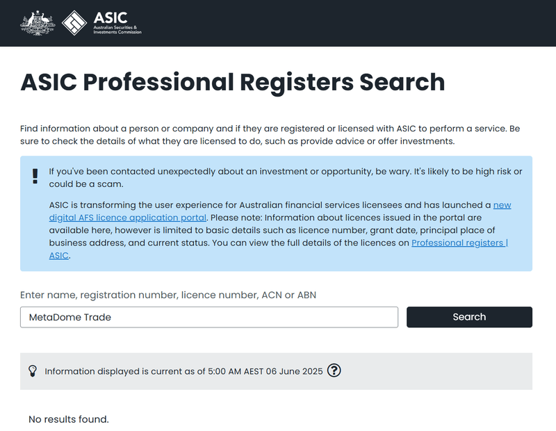 ASIC Query Result