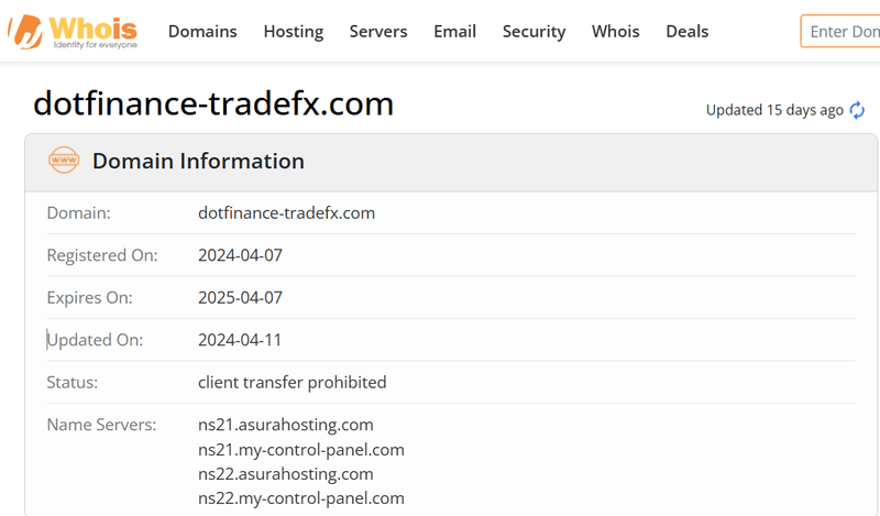 Результаты поиска Whois