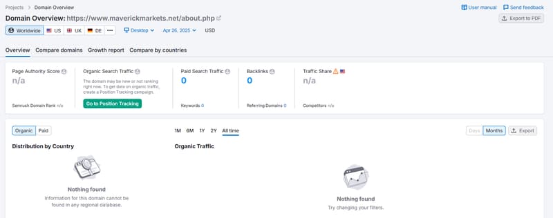 Semrush自然搜索流量數據查詢結果