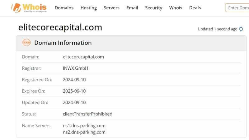 Регистрация домена Elitecore capital