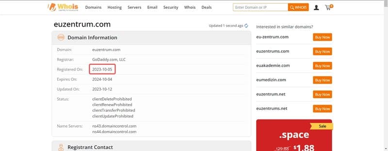 Euzentrumのドメイン登録日