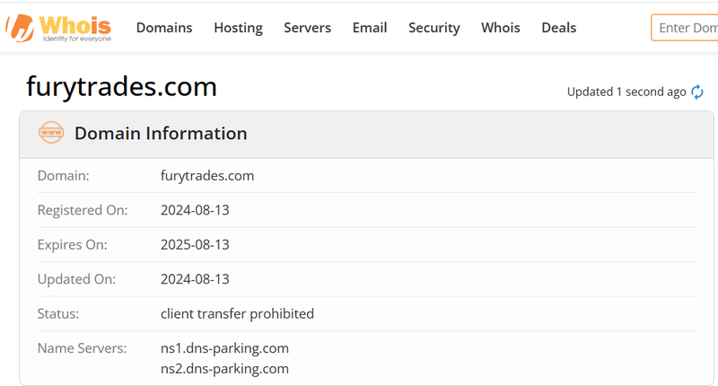 Результат запроса Whois