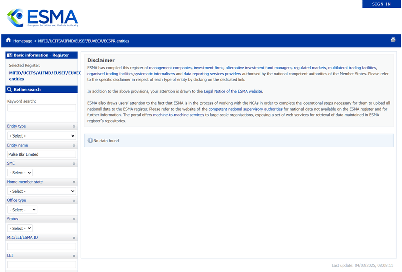 หน่วยงานกำกับดูแลหลักทรัพย์และตลาดแห่งยุโรป (ESMA)