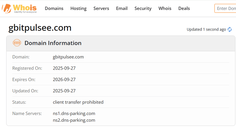 Resultado de la consulta Whois