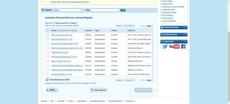 regulation information of Next Level Pro Traders