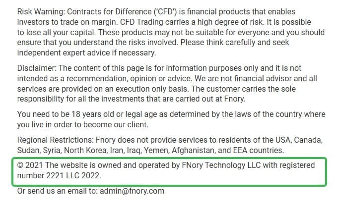 FNory ระบุว่าสำนักงานใหญ่ตั้งอยู่ในเซนต์วินเซนต์และเกรนาดีนส์