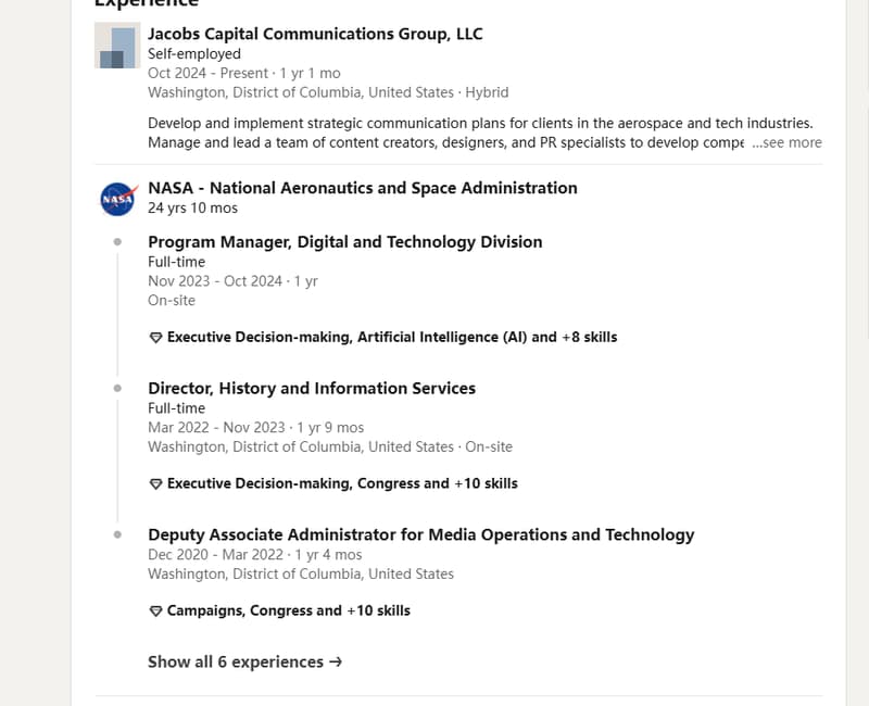 LinkedIn 조회 결과