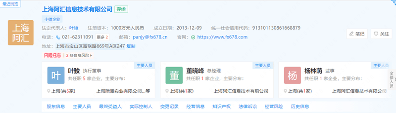 Información de registro de 一期货