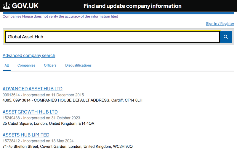Companies House Query Result