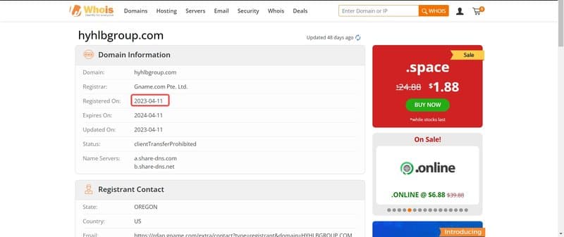 HYHLB Group在whois的域名年限查询