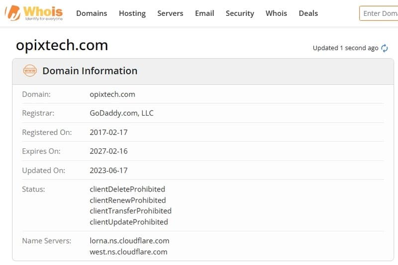 Website Registration Time for Opixtech