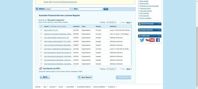 regulation information of Bitcapital Copytrade