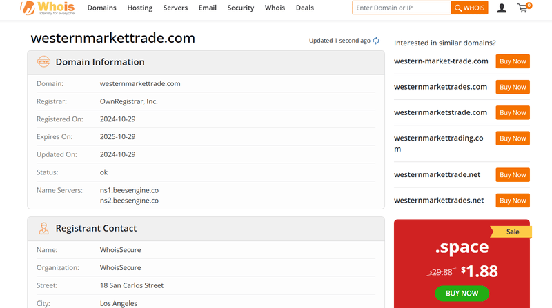 westernmarkettrade.com whois