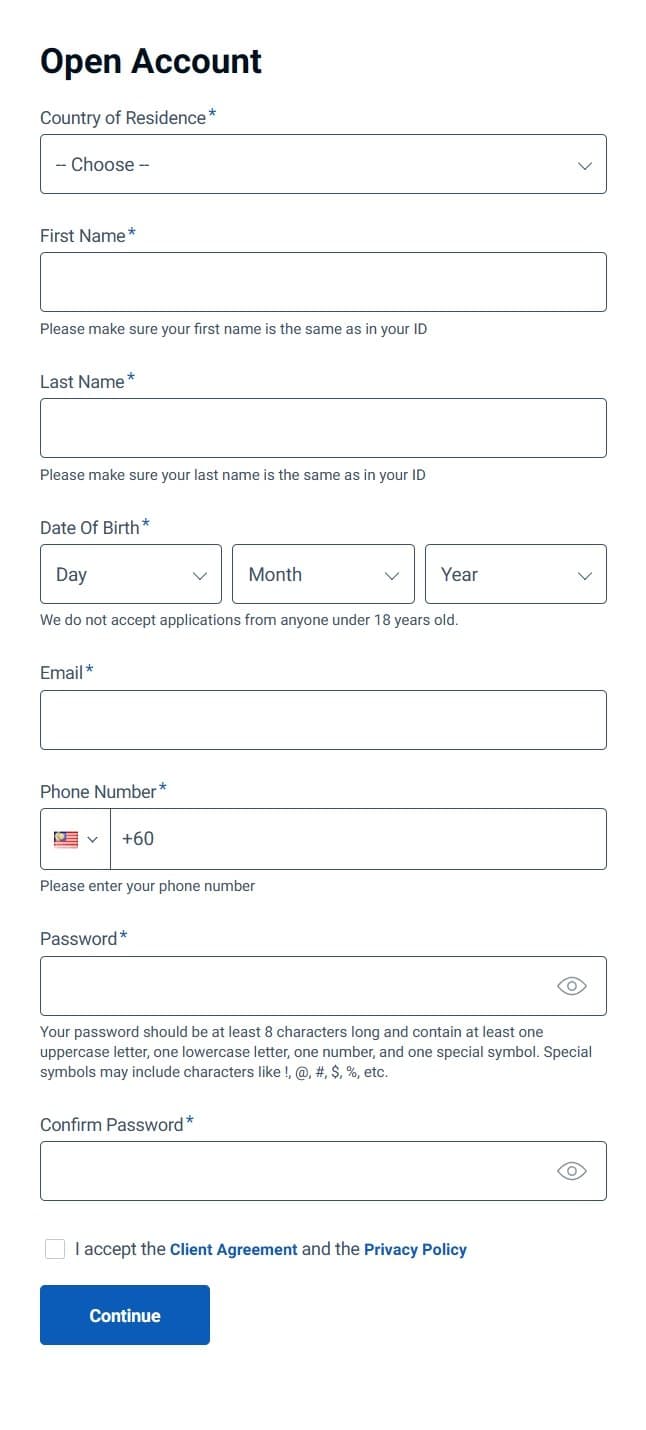 Real Account Registration