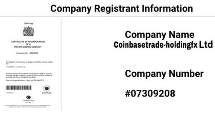 Company information displayed on the website