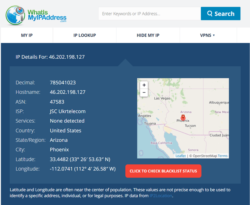 What Is My IP Address Query Result