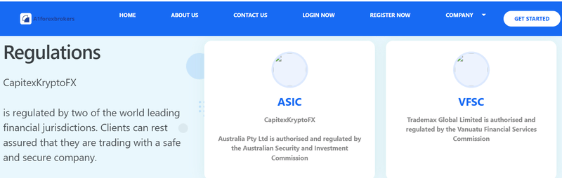Regulación financiera afirmada en el sitio web