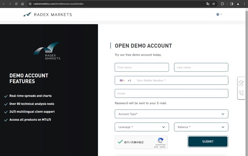 Información de registro de cuentas mostrada en el sitio web 3