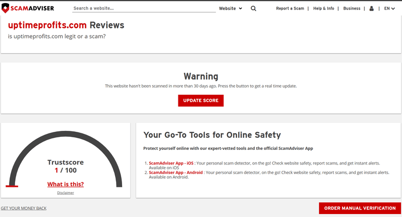ScamAdviser High-Risk Platform Warning