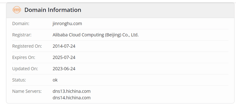 JINRONGHU whois.com Domain Age Data