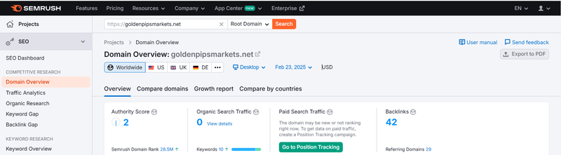 Semrush 트래픽 데이터