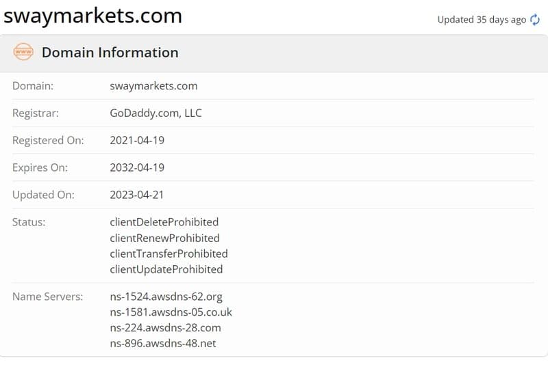 Sway Markets的域名年限查询