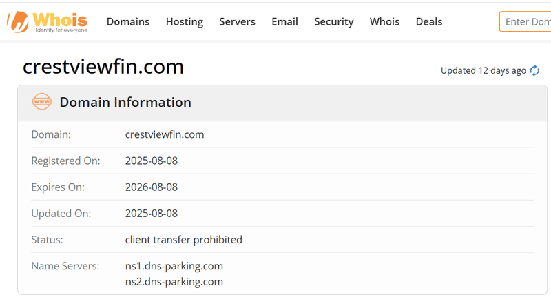 Kết quả truy vấn Whois