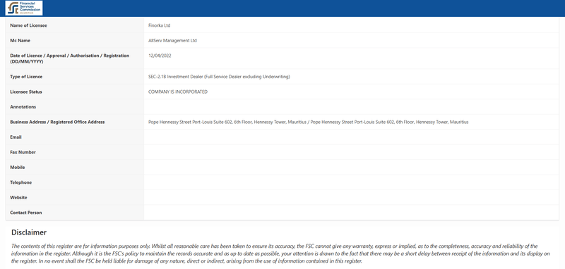 FSC Query Result