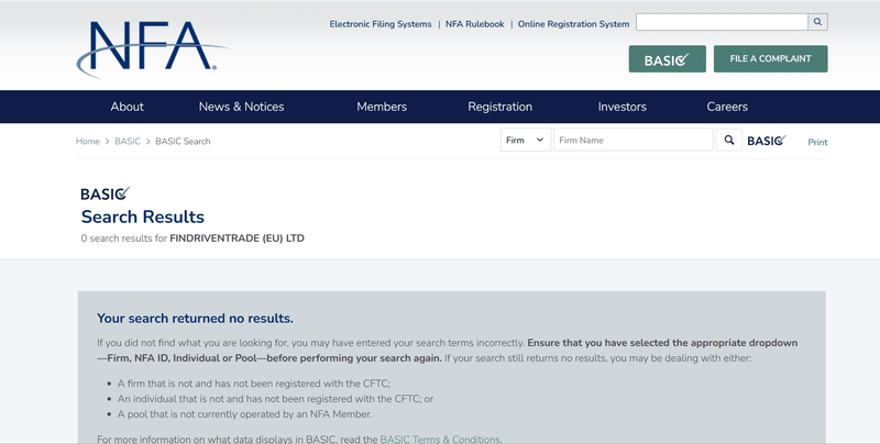 Findriventrade (EU) Ltd  NFA
