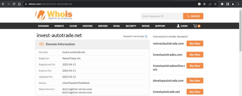 Результаты Whois-запроса
