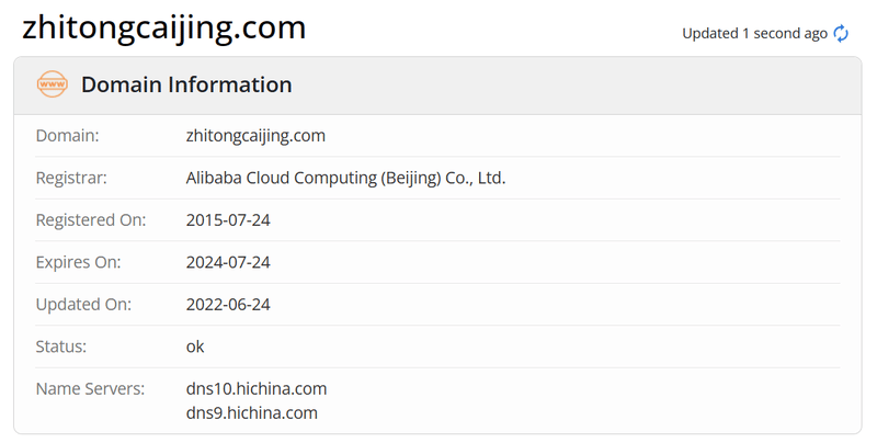 Zhitong Finance whois.com domain age data