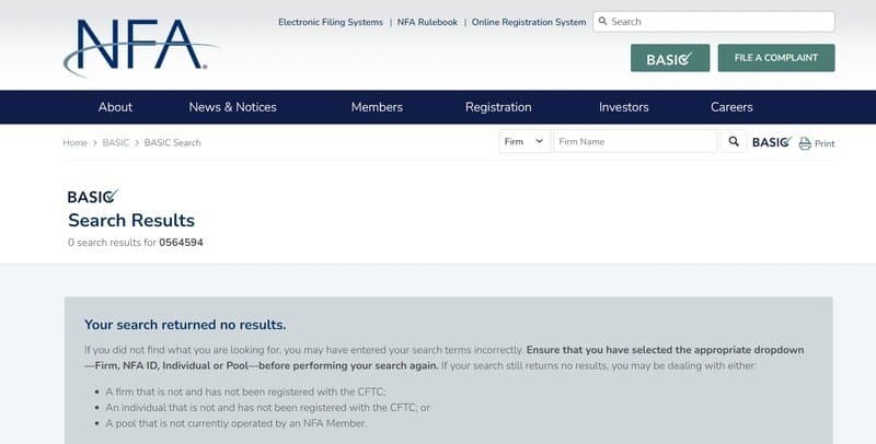 NFA website confirms no record of Arc World Global Ltd