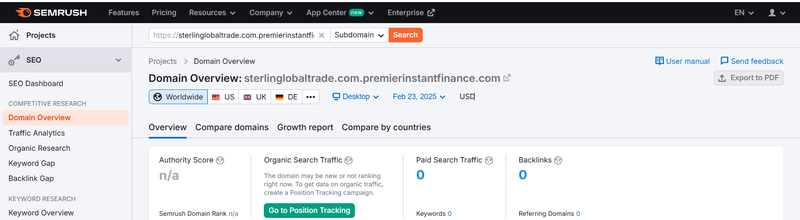 Semrush 트래픽 데이터
