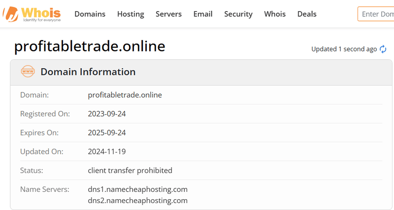 ผลการตรวจสอบ WhoIs