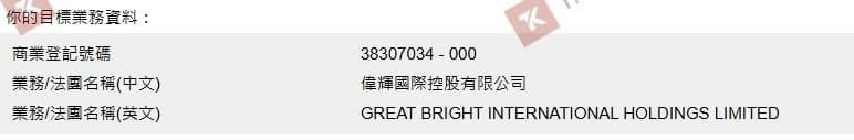GBIH在香港的注册信息